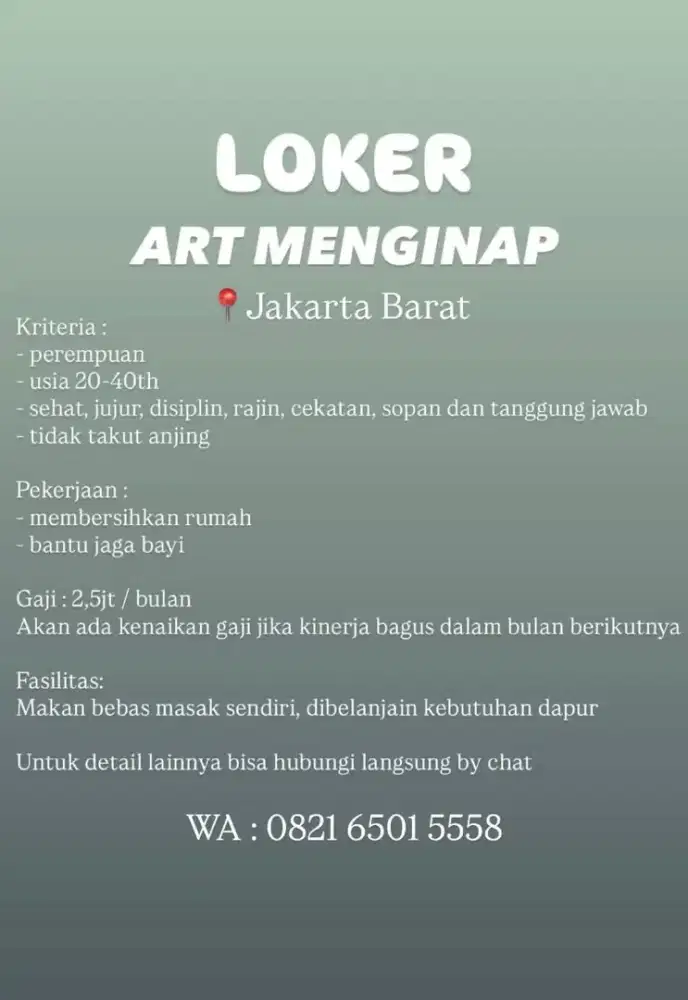 LOKER ART JAKARTA BARAT
