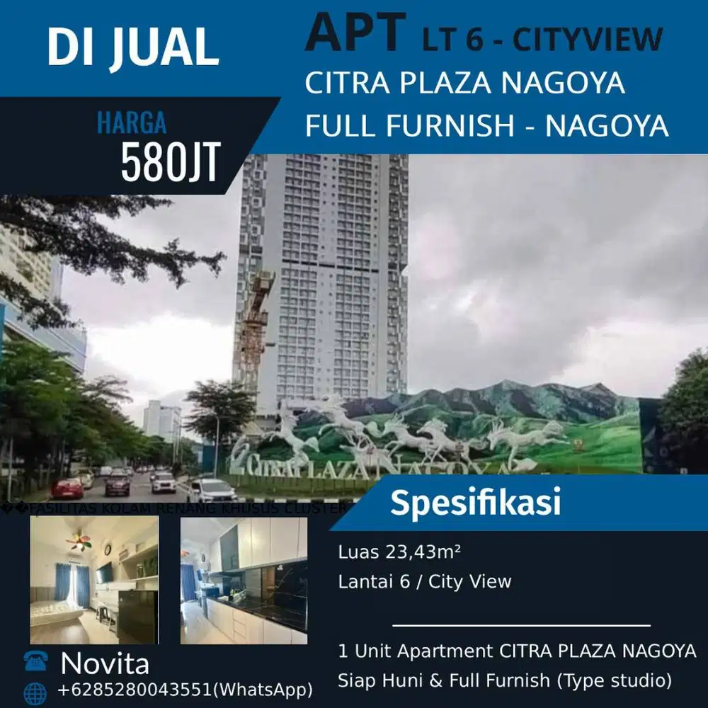 Apartment CITRA PLAZA NAGOYA Siap Huni & Full Furnish Type studio