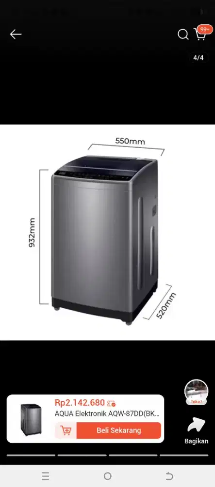 Mesin Cuci Aqua 8 Kg