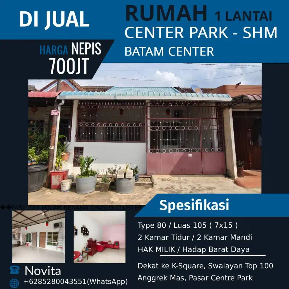 1 Unit Rumah Siap Huni , Center Park, Batam Center
