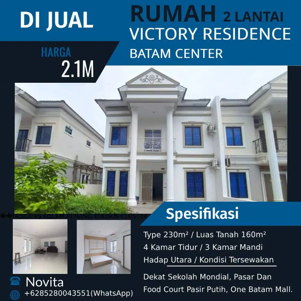 Rumah 2 Lantai Siap Huni & Semi Furnish Victory Residence Batam Center