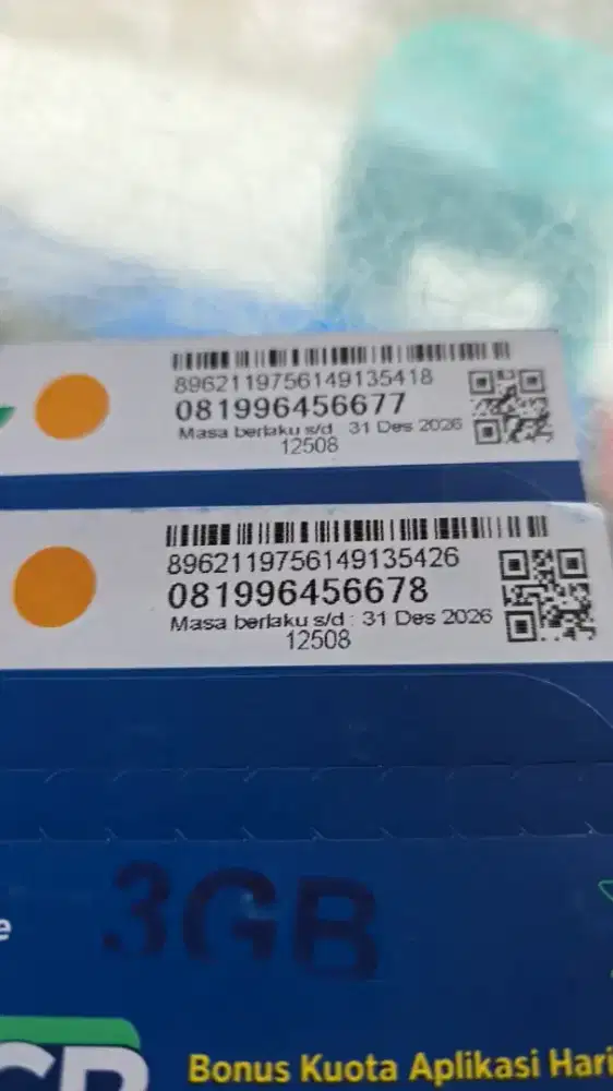 Nomor cantik XL seri urut naik  pasangan couple sepasang bonus kuota