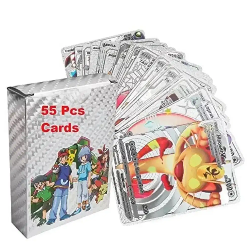 POKEMON SILVER CARD TRADING ISI 55 PCS COD BALIKPAPAN