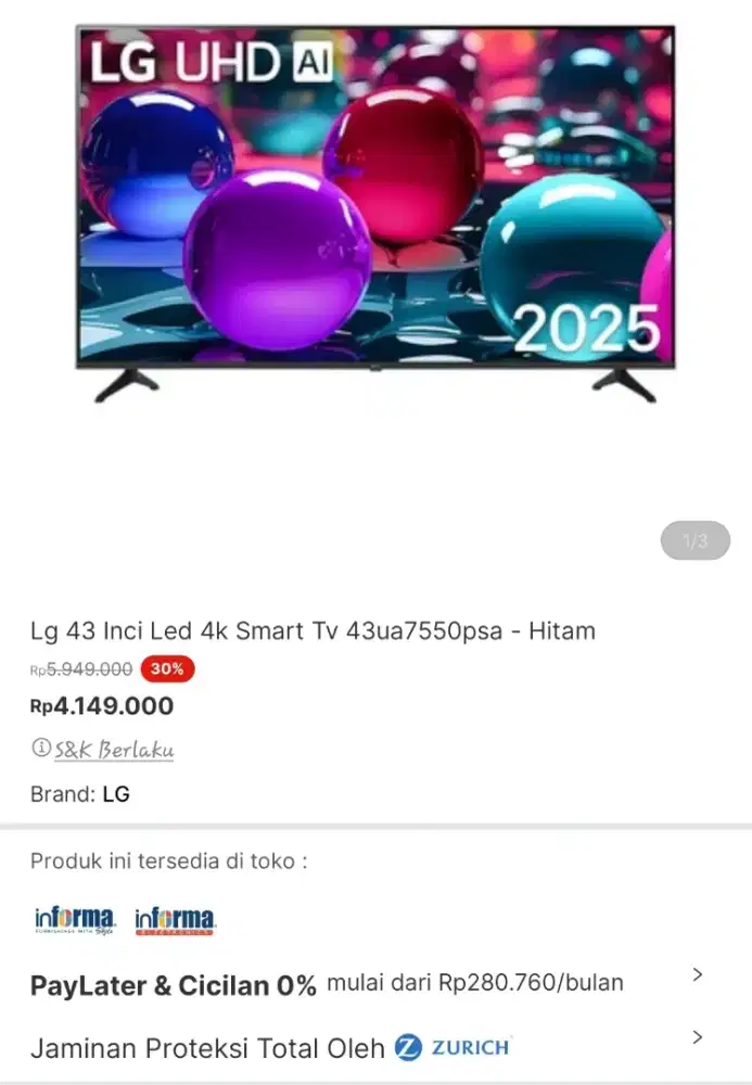 Lg smart led tv 43 in