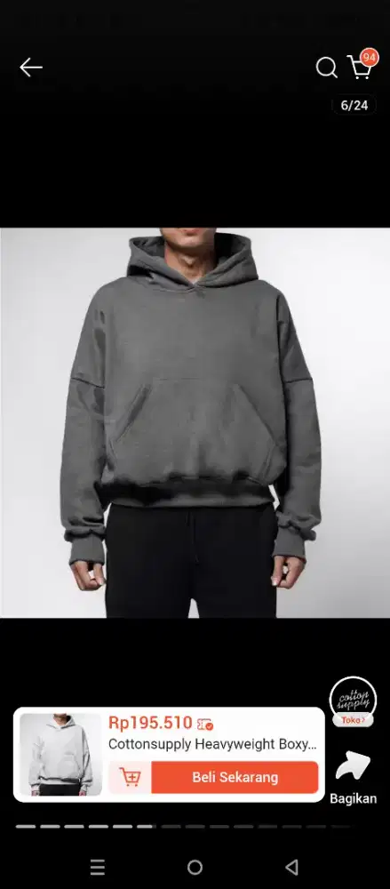 Hoodie boxy Cottonsupply Ukuran S