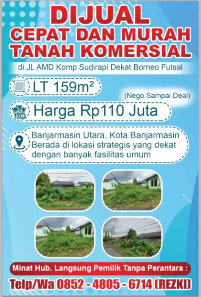 DIJUAL CEPAT DAN MURAH TANAH KOMERSIAL DI LOKASI YANG STRATEGIS