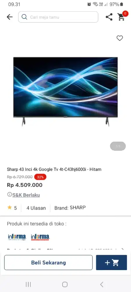PROMO KREDIT SHARP 43 INC GOOGLE TV