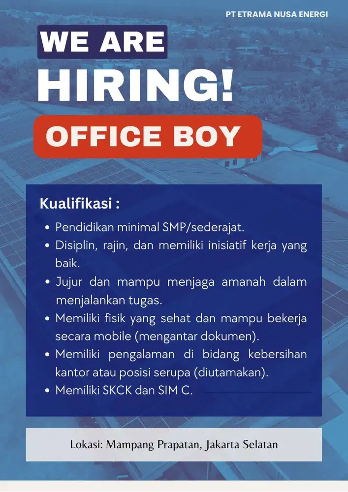 LOWONGAN KERJA OFFICE BOY