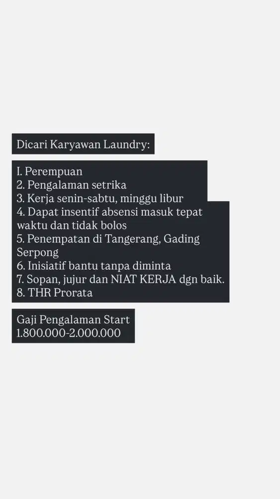 BISA GAJI MINGGUAN STAFF SETRIKA LAUNDRY UAP