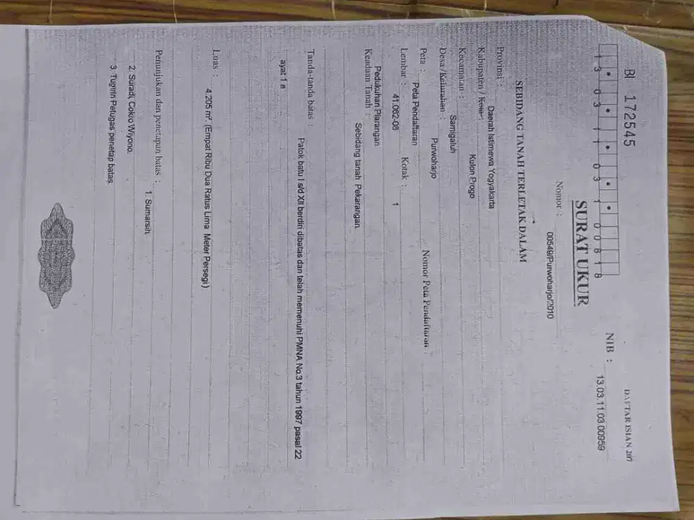 JUAL TANAH DI PURWOHARJO SAMIGALUH KULONPROGO