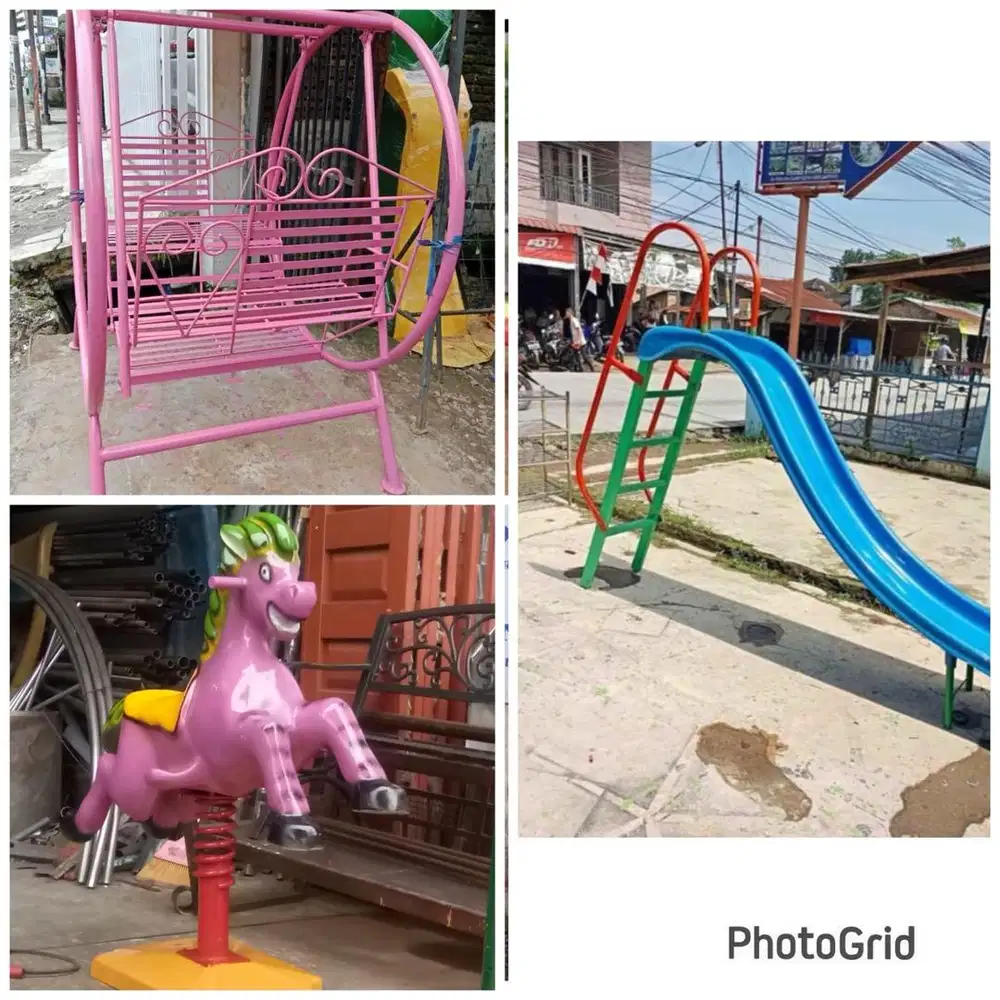 Perosotan, ayunan, kuda kudaan, playground, mainan anak outdoor