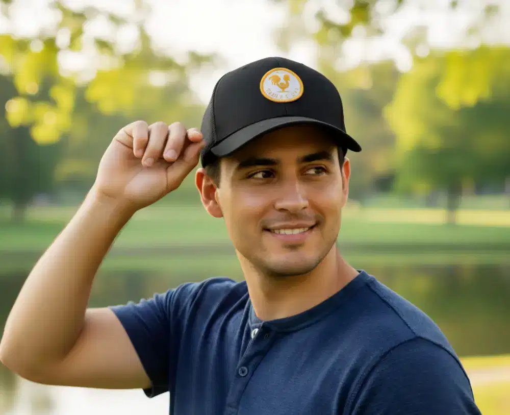 Topi Trucker Logo Ayam Jago Yupoong Original Second Hitam