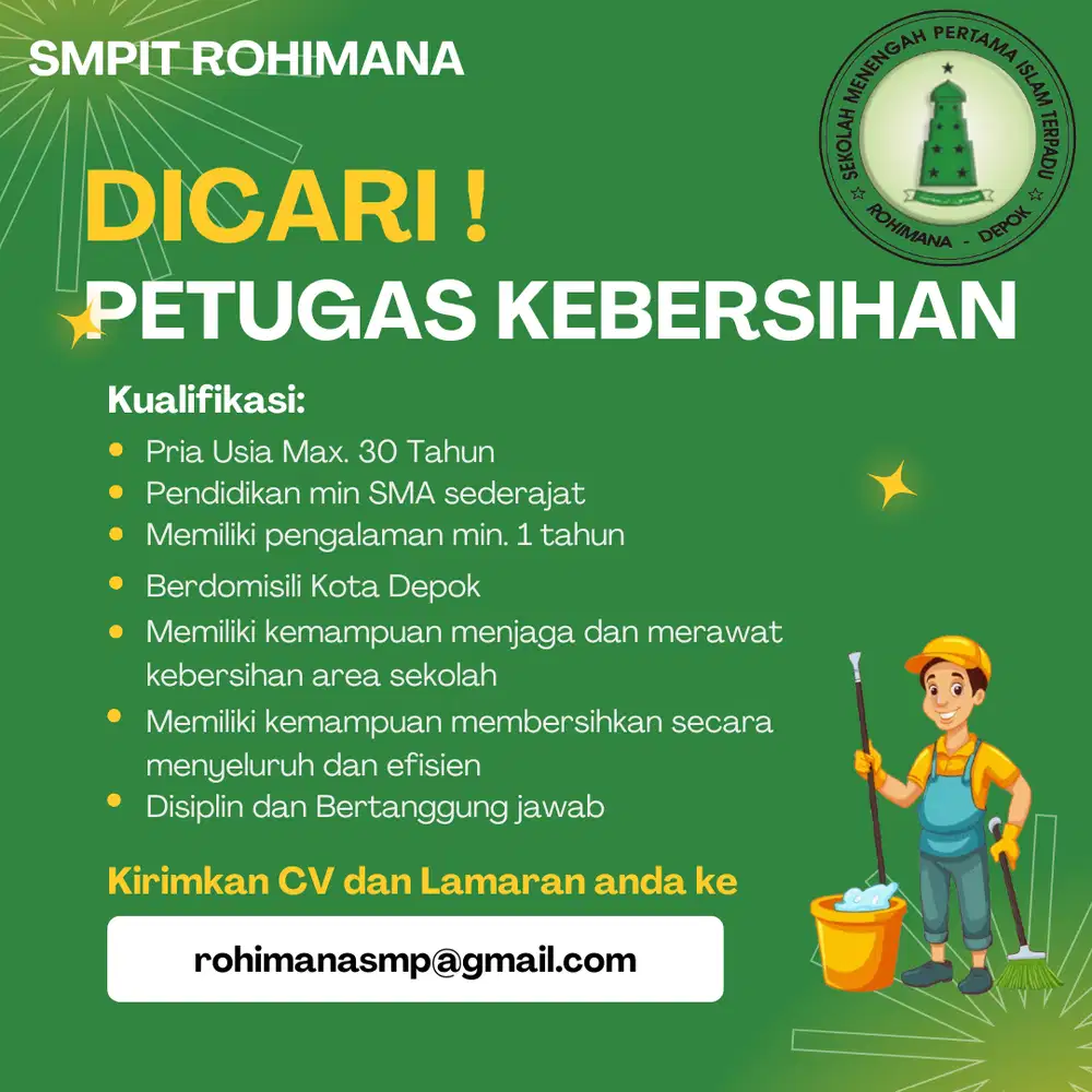 LOWONGAN PEKERJAAN CLEANING SERVICE SEKOLAH