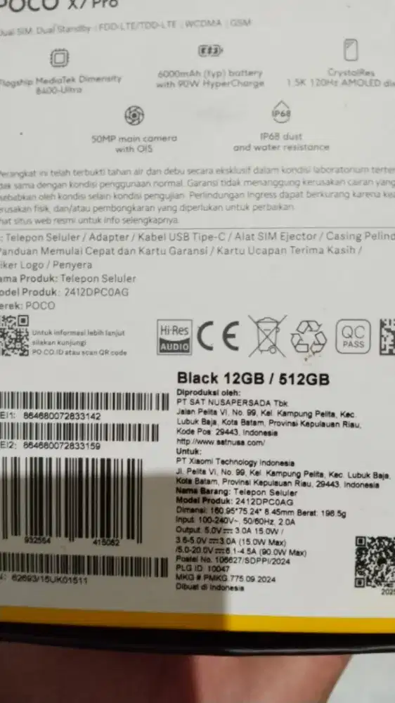 Poco x7 pro 12/512gb fullset no minus