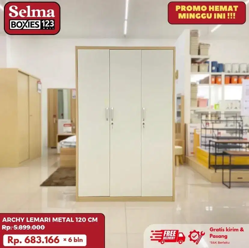 Lemari 3 pintu metal