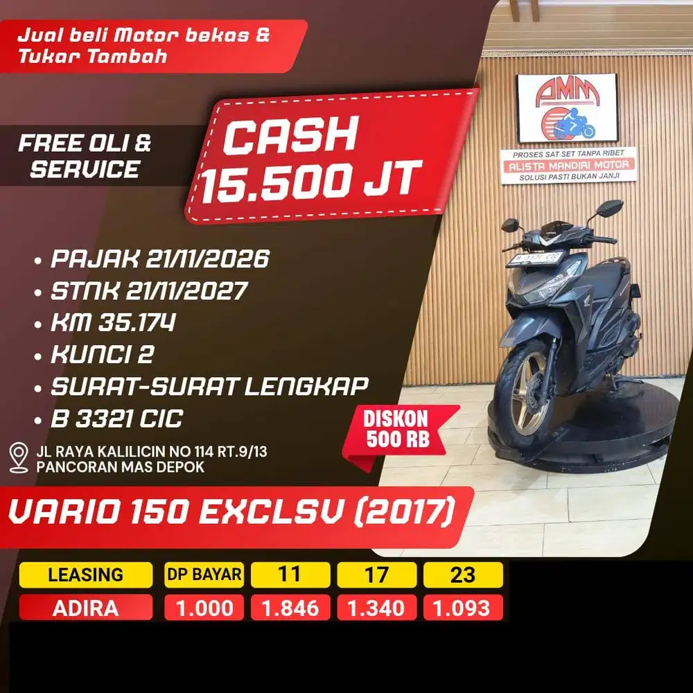 VARIO 150 EXCLSV 2017 DP 1 JUTA PAJAK HIDUP CC 0% KREDIVO TOKPED