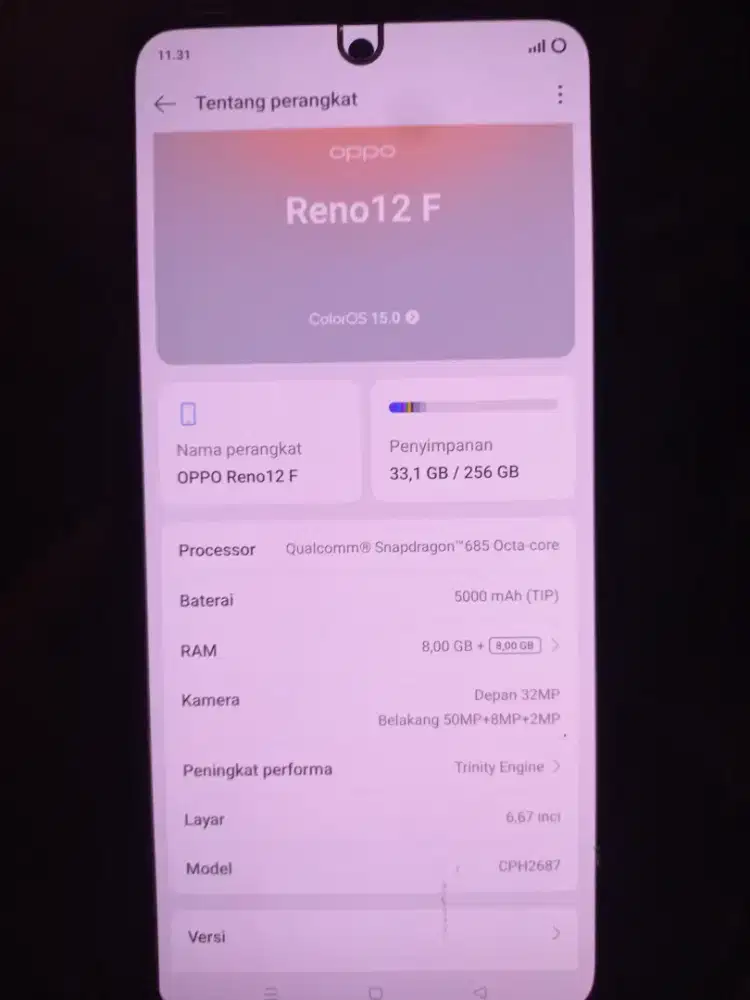 Oppo reno 12f Ram 8 / 256 GB