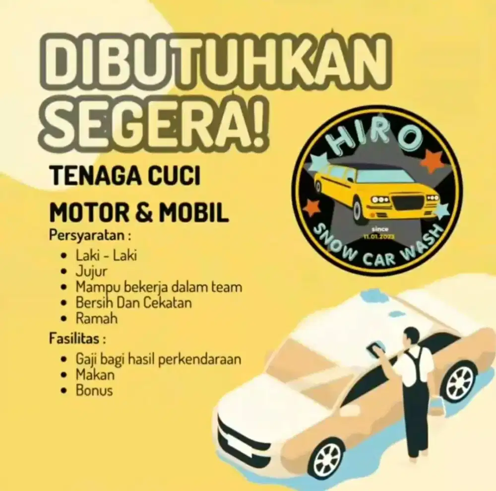 Lowongan Tenaga Cuci Steam