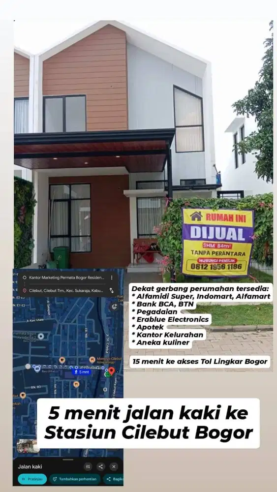 Dijual Rumah Cluster 2lt 5menit Jalan Kaki ke Stasiun Cilebut Bogor