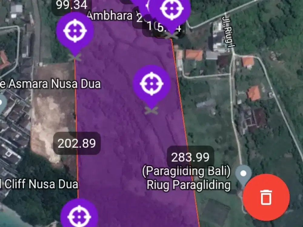 DIJUAL TANAH SUPER PREMIUM – PINGGIR TEBING LOS PANTAI, JL. RAYA NUSA DUA SELATAN ( DNR / LM )
