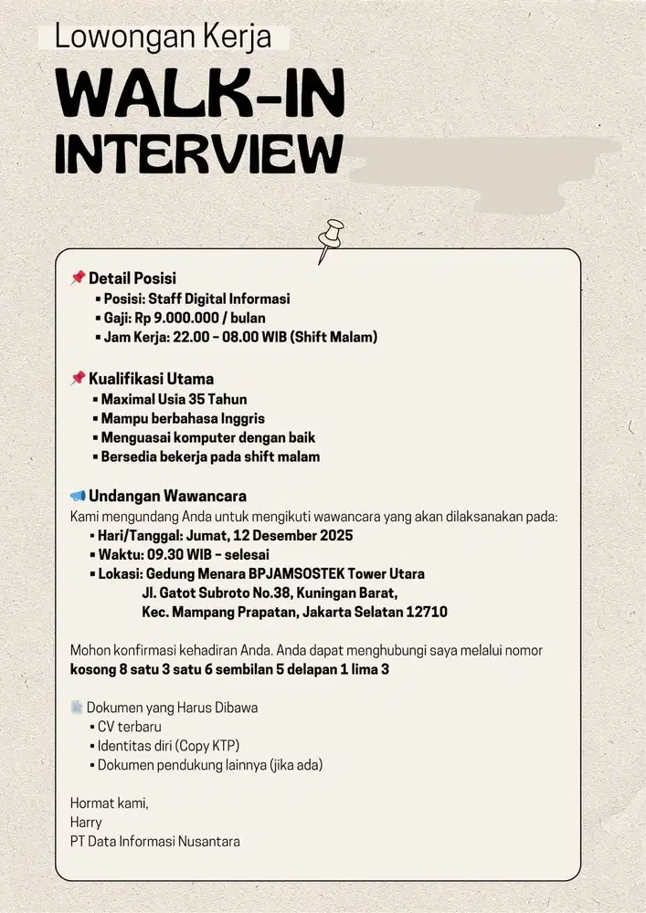 Staff Digital Informasi (Shift Malam)
