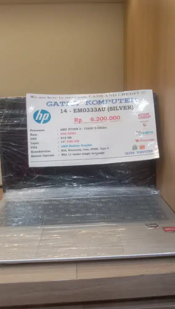 Laptop HP  14-EM0333AU (SILVER)