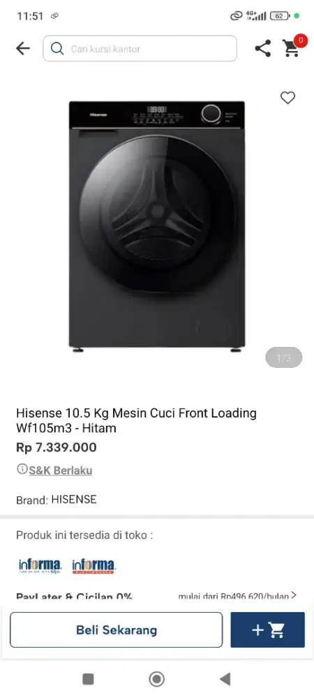 Mesin cuci fronloading Hisense