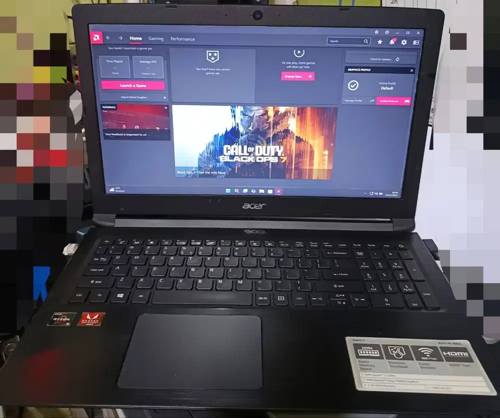 LAPTOP ACER GAMING A15 RYZEN 3 2200U DDR4 8GB/1TB/128GB SSD MULUS