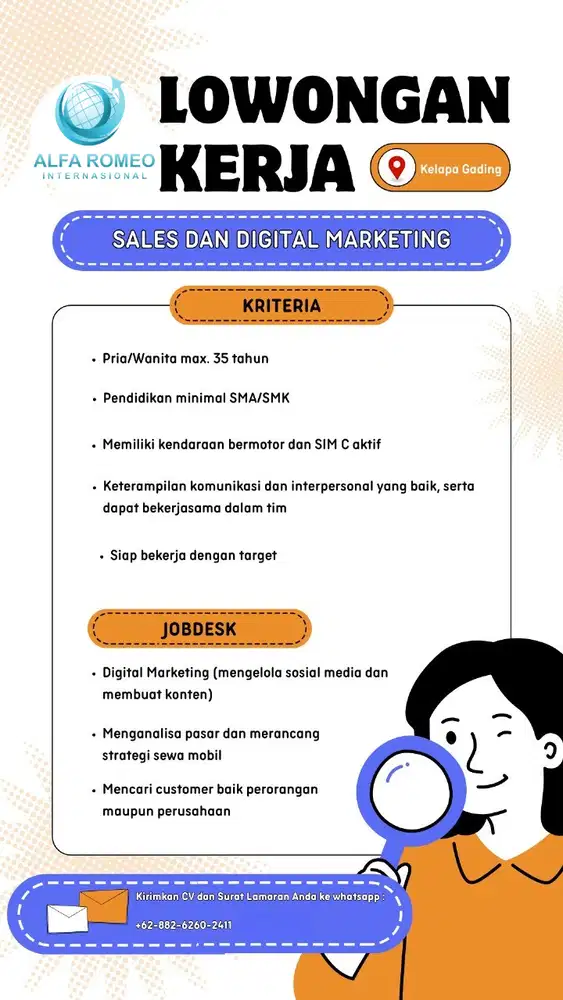 Sales & Digital Marketing Executive (Wajib memiliki kendaraan motor)