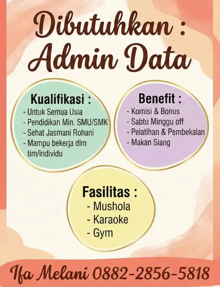 Lowongan Kerja Admin, Driver, Cleaning Service