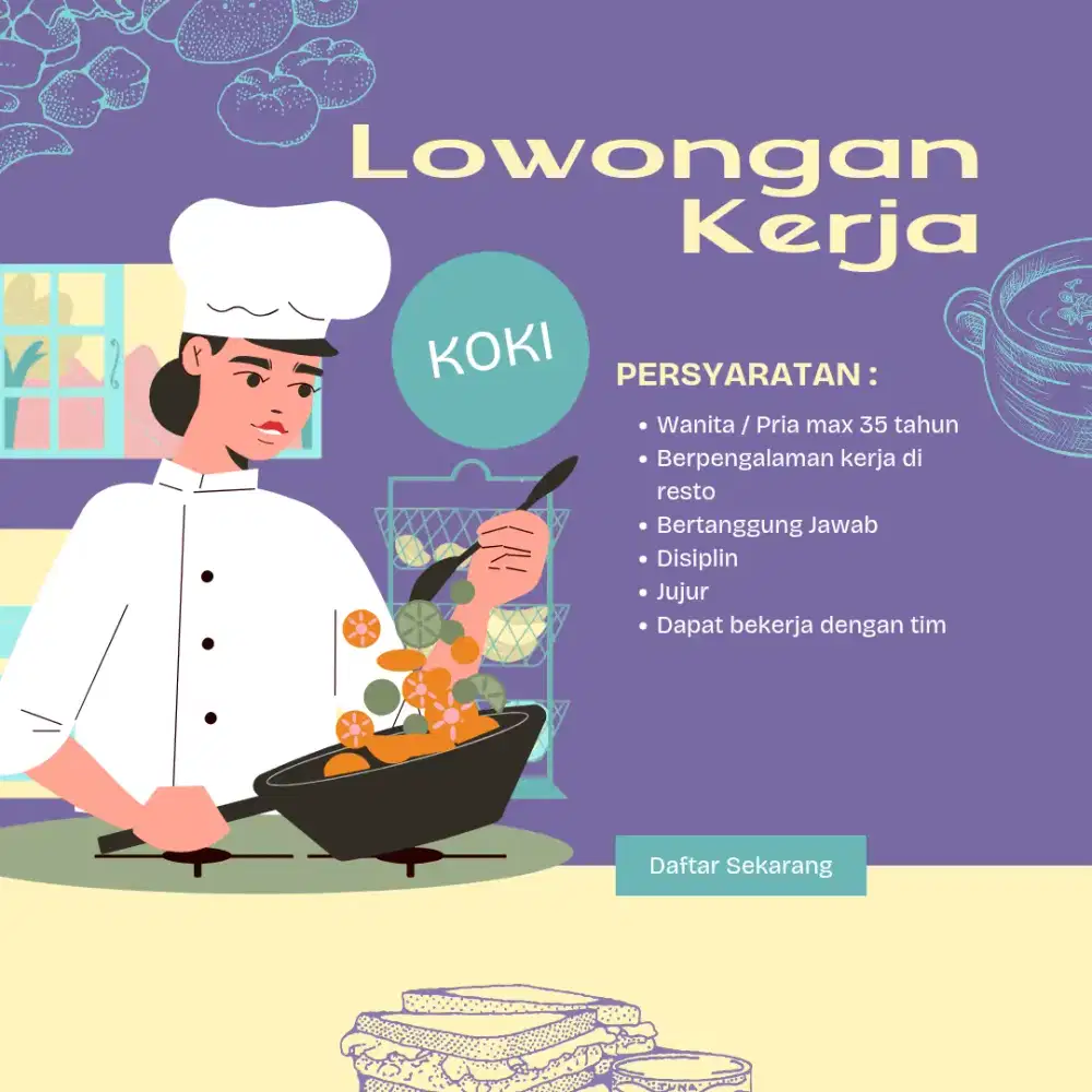 DI CARI KOKI BERPENGALAMAN