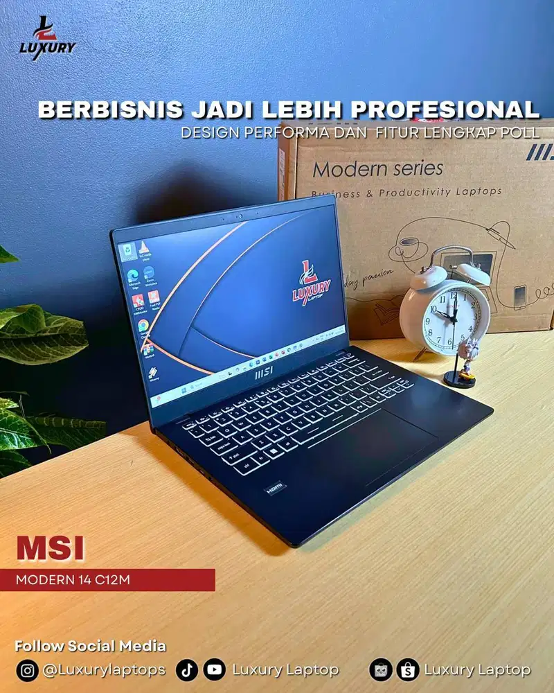 LAPTOP MSI MODERN 14 C12M SLIM CORE I5 GEN 12 JUAL MURAH BU SSD RAM