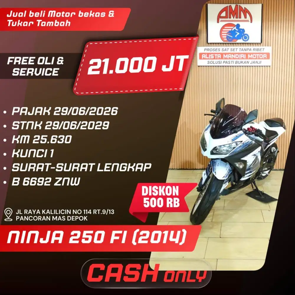 NINJA 250 FI 2014 PAJAK HIDUP CC 0% KREDIVO TOKPED SPAYLATER INDODANA