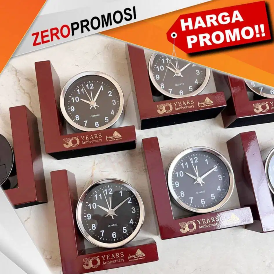 Souvenir Jam Kayu Custom logo bentuk L