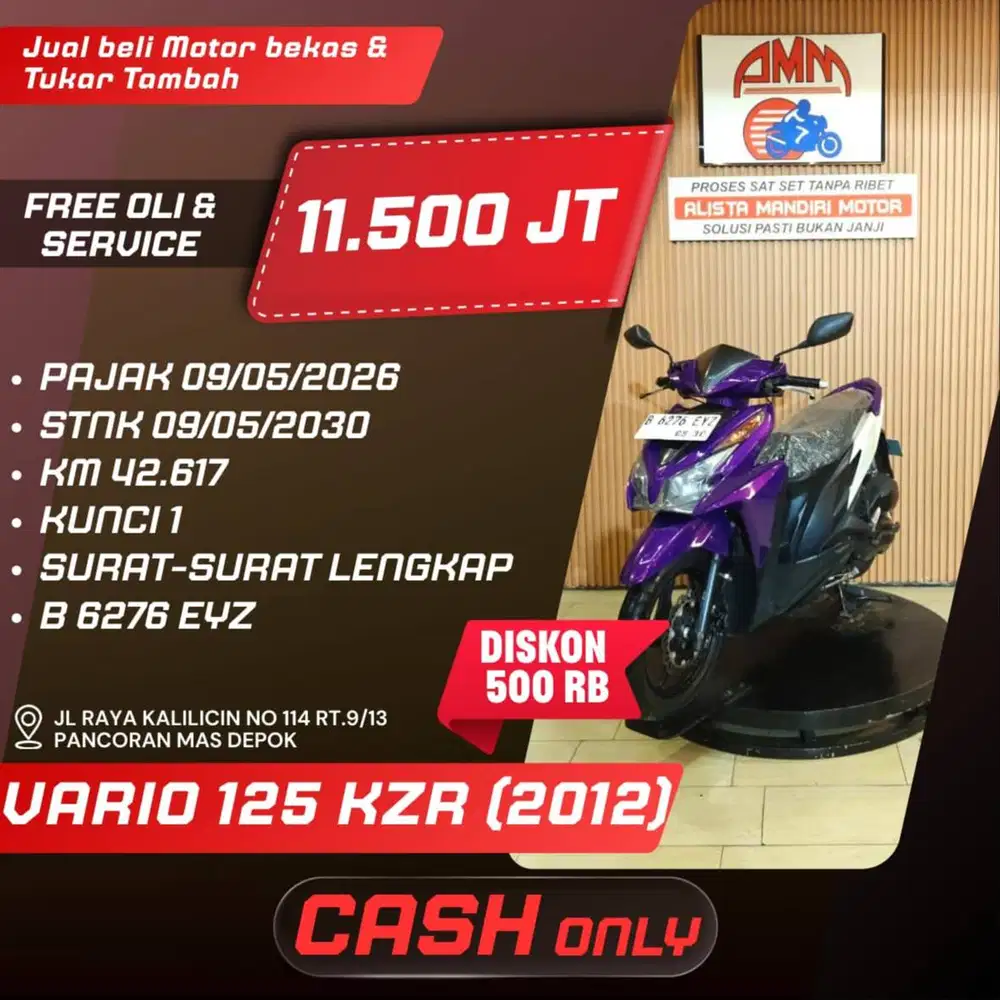 VARIO 125 KZR 2012 PAJAK HIDUP CC 0% KREDIVO TOKPED SPAYLATER INDODAN