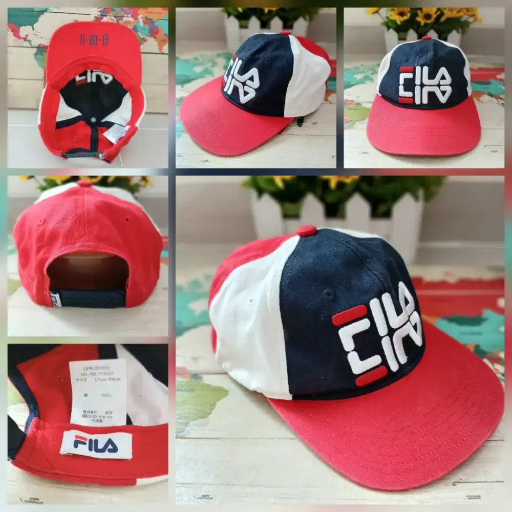 Topi Fila F+LA baseball cap logo bordir, ori, preloved