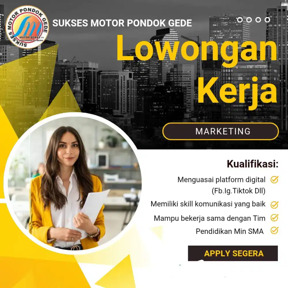 DIBUTUHKAN SALES MARKETING MOTOR SECOND
