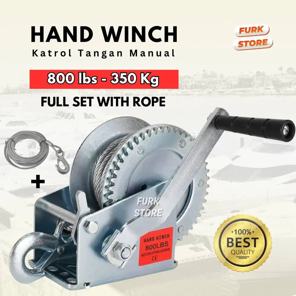 Hand Winch 800LBS + Wire Rope – Katrol Tangan Manual | Hand Winch