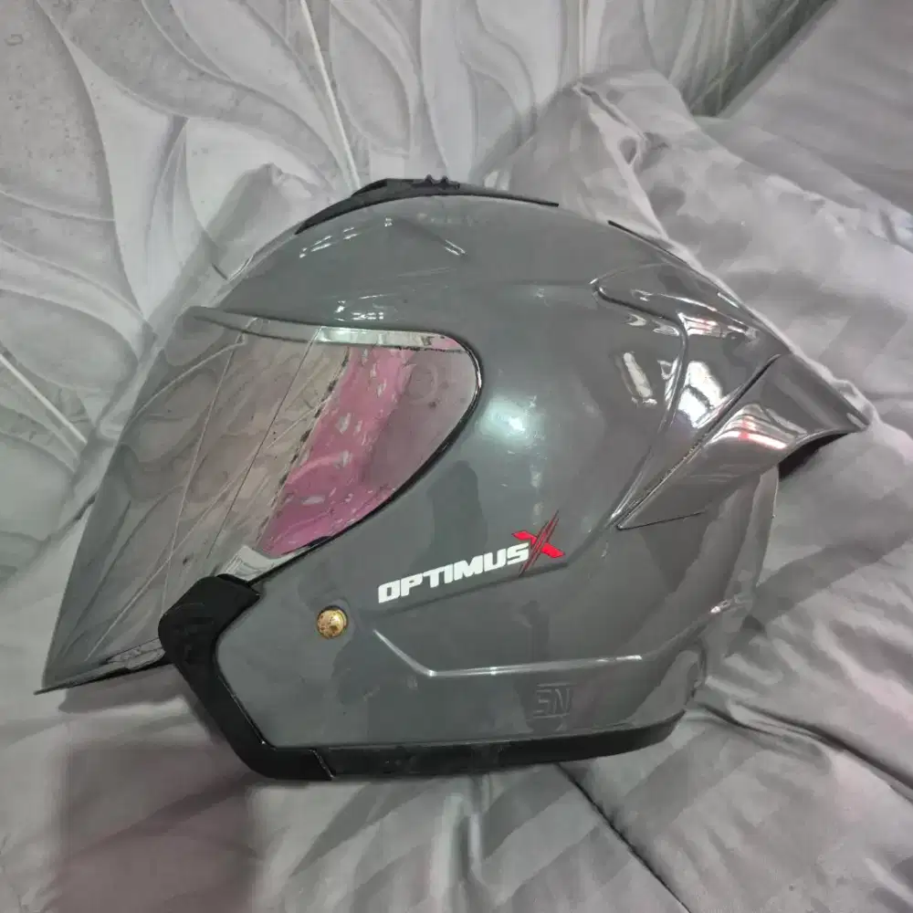 Helm Half face R-Six Optimus X warna abu abu, mirip NJS kairoz ink kyt