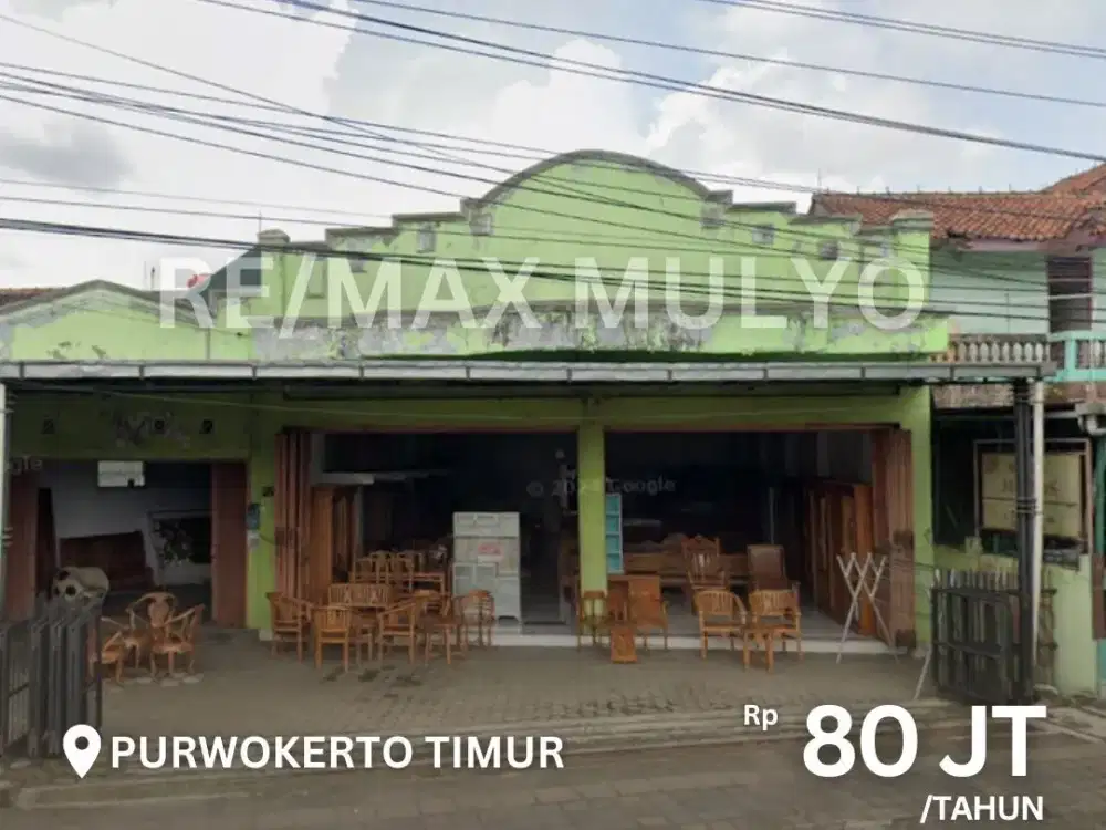 Disewakan Ruko Luas Full Pagar Tepi Jalan Besar Area Purwokerto Timur