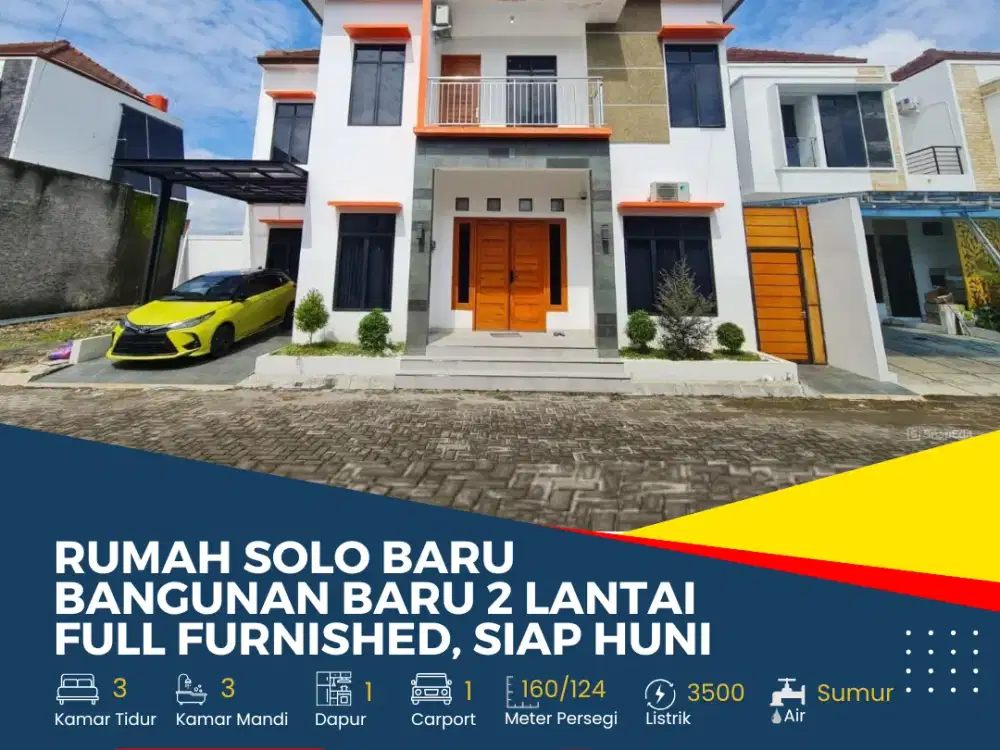 Rumah Solo Baru Bangunan Baru 2 Lantai Full Furnished Siap Huni
