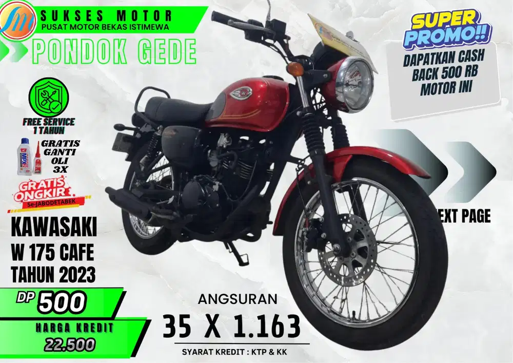 KAWASAKI W175 CAFE TH 2023 DP MURAH ANGS RINGAN PROSES KREDIT MUDAH