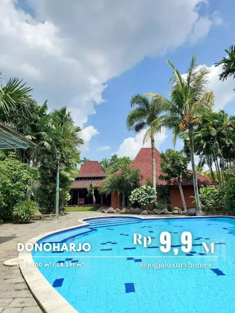 Dijual Villa Joglo Tropis dengan Kolam Renang dekat Jalan Palagan