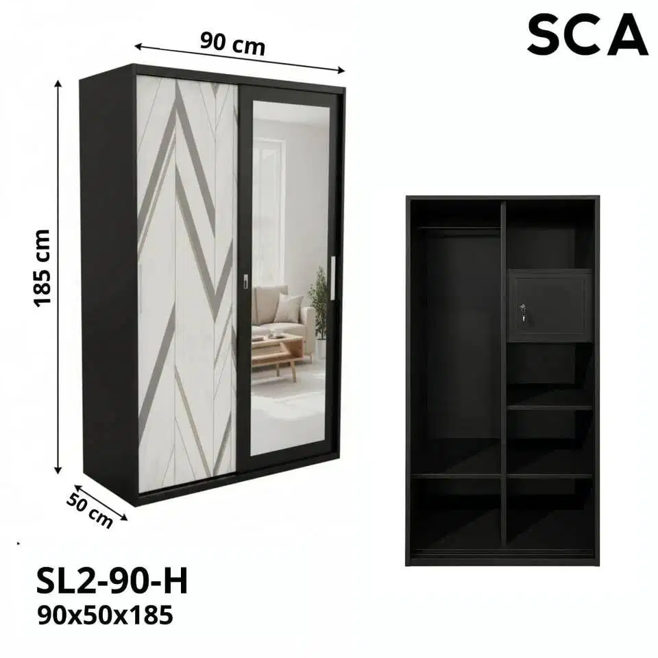 Lemari pakaian, bahan besi, lebar 90cm