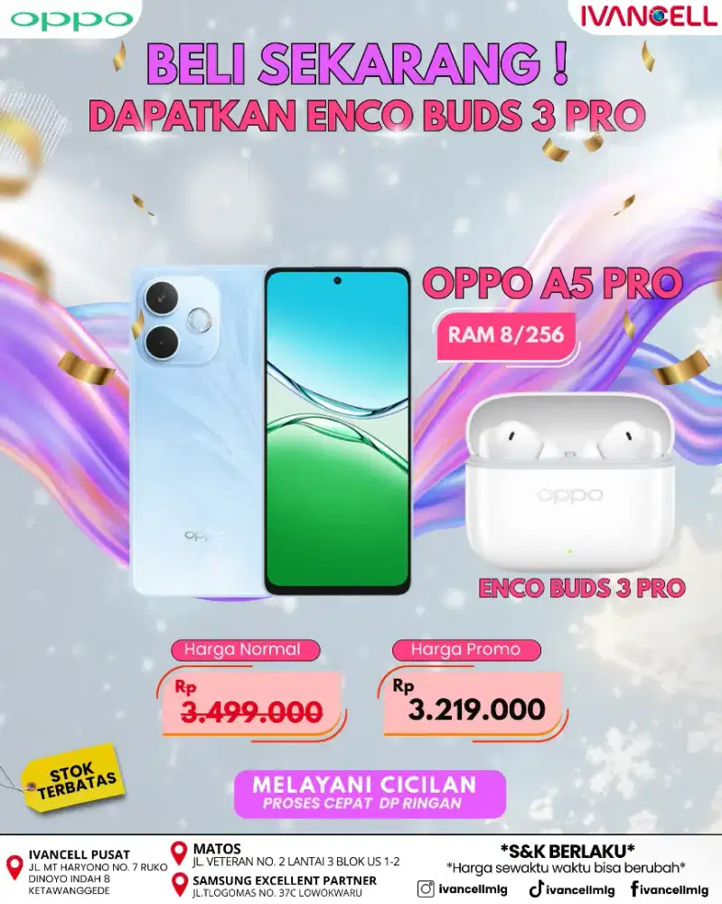 OPPO A5 PRO RAM 8/256 NEW FREE ENCO BUDS 3 PRO
