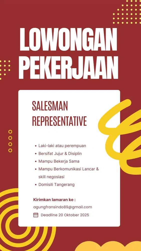 Sales bahan bangunan area Tangerang