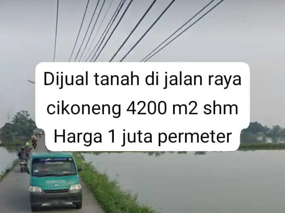 Tanah di pinggir jalan raya cikoneng belakang podomoro 1 juta permeter
