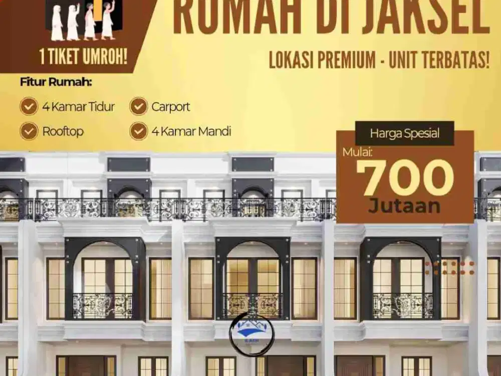 Rumah Cluster Rooftop 2,5 Lantai Akses mobil di Kebagusan pasar Minggu Jakarta Selatan SHM