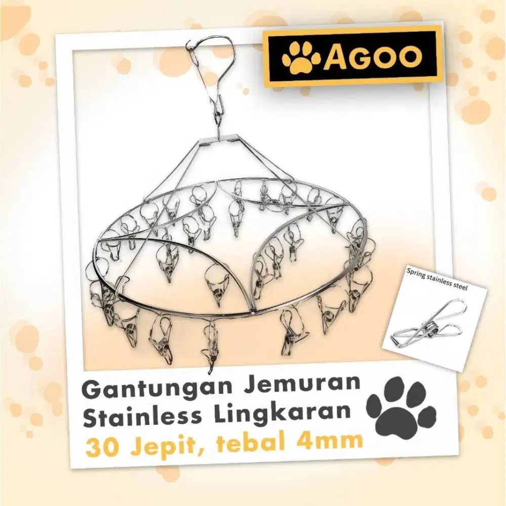 Gantungan Jepitan Jemuran Stainless Steel 30 Klip anti karat - Round