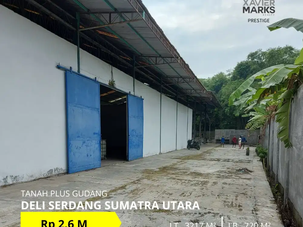 FOR SALE TANAH PLUS GUDANG KELAMBIR 5 HAMPARAN DI DELI SERDANG SUMATRA UTARA DESA SIALANG MUDA KLUMPANG